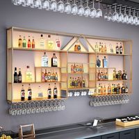 Meubles de bar de taverne commerciale au design moderne, étagères à vin murales en fer multicouches, meubles en bois pour la maison