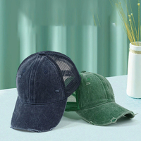 Casquette de sport unisexe à 6 panneaux en denim avec logo brodé personnalisé, style hip-hop, maille respirante, pour l'extérieur, avec logo personnalisé