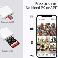 Adaptador OTG 2 en 1 de 8 pines tipo C Hub, tarjeta de memoria Sd TF para teléfono móvil, tarjeta de lectura Otg de alta velocidad multi en uno