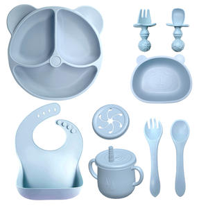 ชุดจานชามซิลิโคนกันน้ำสำหรับเด็ก พร้อมช้อน ชาม และผ้ากันเปื้อนซิลิโคน สำหรับเด็ก - Product Image 1