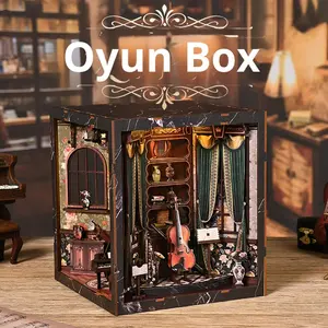 Kit de construction de nichoir miniature en bois DIY, modèle de <span class=keywords><strong>maison</strong></span>, meubles, micro-paysage artisanal, <span class=keywords><strong>jouet</strong></span> musical, cadeau créatif - Boîte Oyun pour 14 - Product Image 2