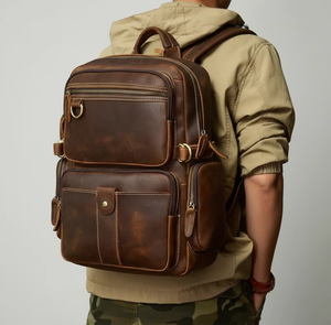 Custom Men's Genuine Leather Business <b>Backpack</b> Premium Lightweight Durable Office Travel <b>Backpack</b> - Product Image 3