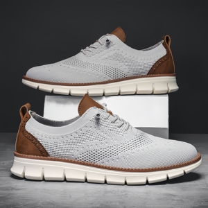 Nuove <span class=keywords><strong>Scarpe</strong></span> Casual da Uomo in Tessuto Fly Woven, Mocassini Intagliati, Calzature <span class=keywords><strong>Eleganti</strong></span> per il Pendolarismo - Product Image 4
