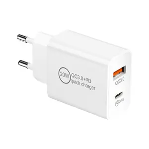 Carregador PD20W 5V3A Padrão Europeu e Americano Tipo-C QC3.0 Dupla Carga Rápida Adaptador Carregadores de Telefone