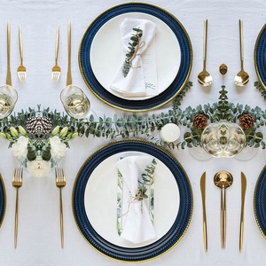 Assiettes de Table en Verre à Bord Doré, Design de Luxe, pour Mariages et Cérémonies Majeures - Product Image 5