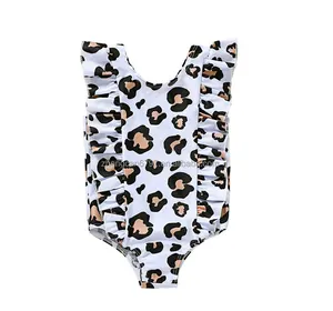 2023 Boutique Little Girl Biquíni Beachwear Plissado Toddle Sexy Swimwear Bebê Crianças One Piece Swimsuit One Piece