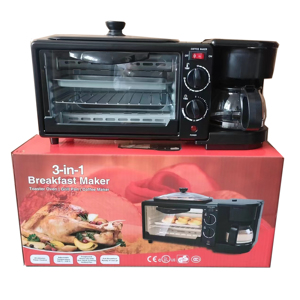 Forno Tostapane Elettrico Multifunzione con Padella, Macchina per Caffè e Griglia per Toast - Preparatore Colazione 3-in-1 per Uso Domestico - Product Image 6