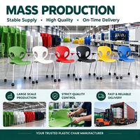 Chaise d'école ergonomique en PP GF empilable, siège en plastique pour salle de classe avec accoudoirs et roulettes pour bureau, hôpital, appartement