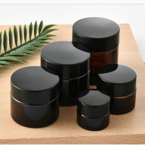Luxury 10g 15g 20g 30g 50g 60g 100g Amber Eye Face Cream <b>Jar</b> Cosmetic Glass <b>Jars</b> with Gold Lid - Product Image 4