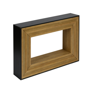 Modern Contrast Console <b>Table</b> with Layered Wood Frame and Black Top <b>Adjustable</b> Height for Living Room Apartment Use - Product Image 3