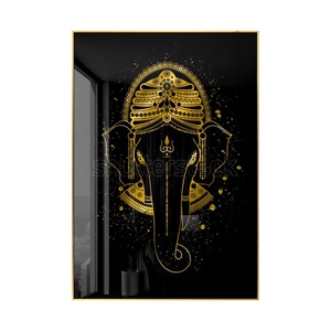 Cuadros Decorativos Religiosos de Elefante Dorado, Imagen de Buda de Porcelana de Cristal, Arte de Pared del Señor Ganesha para Decoración del Hogar - Product Image 1