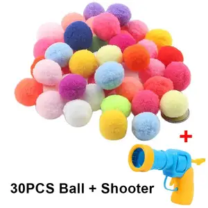 Wholesale Cat Toy Gun Interactive Tool Pet Supplies Cat Plush Toy Mini Launcher Shooting Gun Games Stretch Plush Ball Toys