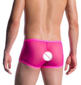 Boxer da Uomo Personalizzati <span class=keywords><strong>Super</strong></span> <span class=keywords><strong>Sexy</strong></span> Rosa con Occhi Trasparenti in Rete Trasparente - Product Image 2