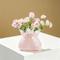 Kreative Hochwertige Europäische Rosa Handgefertigte Glas-Handtaschenvase, Blumenarrangement-Behälter für Innendekoration