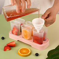 Moule à glaces en plastique alimentaire à 6 cavités, réutilisable, facile à démouler, pour la fabrication de glaces maison avec bâtonnets et base stable