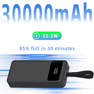 พาวเวอร์แบงค์ความจุสูง 30000mAh แบบ Li-Polymer ชาร์จเร็ว สายในตัว ได้รับการรับรองมาตรฐาน CE FCC RoHS รับผลิตแบบ OEM ขายส่งสำหรับกิจกรรมกลางแจ้ง - Product Image 2