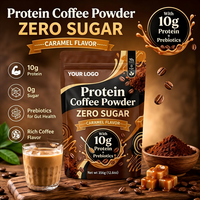 Poudre de café protéiné Arabica à marque privée pour la croissance musculaire, mélange instantané de café et de protéines de lactosérum