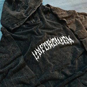 Custom <b>Hip</b> Hop Oversized Vintage Washed Cut and Sew Raw Hem Hoodies Screen Printing Acid Wash Hoodie <b>for</b> Men - Product Image 3