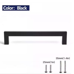 Modern <strong>Black</strong> Stainless Steel Durable Square Cabinet <strong>Door</strong> <strong>Knob</strong> Handle U-Shaped Extension Kitchen Hotel Living Room - Product Image 3