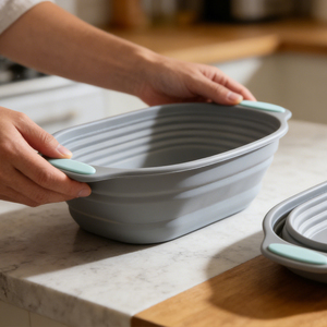 Bol de levée de pâte ovale pliable en silicone de qualité alimentaire <span class=keywords><strong>avec</strong></span> poignées antidérapantes pour la cuisson (vente en gros) - Product Image 3
