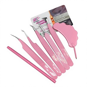 Pinzas para Extensión de Pestañas Rosadas Nuevas de Hooper Company, Acero Inoxidable Sostenible Antimagnético con Punta de Diamante de Precisión - Product Image 1