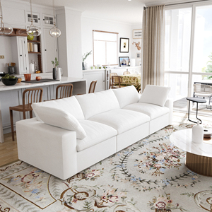 ATUNUS Divano Componibile <span class=keywords><strong>Moderno</strong></span> a Forma di U o L, in Tessuto <span class=keywords><strong>Bianco</strong></span> Beige con Piume, Set da 3, 4, 7 Posti per <span class=keywords><strong>Soggiorno</strong></span> - Product Image 1