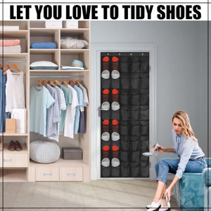Organisateur de chaussures à suspendre sur porte avec 40 grandes poches en filet et crochets métalliques pour placard, entrée, chambre, dortoir - Product Image 3