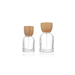 Bouteilles de parfum en verre rondes de luxe de 30ml 50ml 100ml avec bouchon en bois et joint à vis pour sérums de soins de la peau et utilisation de flacon compte-gouttes - Product Image 2