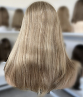 Perruque casher juive en cheveux humains européens, base en soie, lace front, balayage, mèches, sans colle, pour femmes