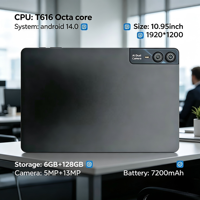 YPORANGECHENG F11 Tablet Bisnis Baru Android 14 Layar 10.95" 1920*1200 FHD 4G/5G/GSM GPS Baterai Tahan Lama 7200mAh 6G+128G