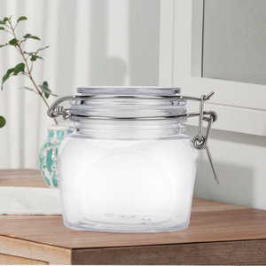 Fuyun, 380Ml, <span class=keywords><strong>tarro</strong></span> hermético cuadrado de plástico transparente, Clip de Metal transparente vacío personalizado, superventas para el cuidado cosmético de la piel - Product Image 1