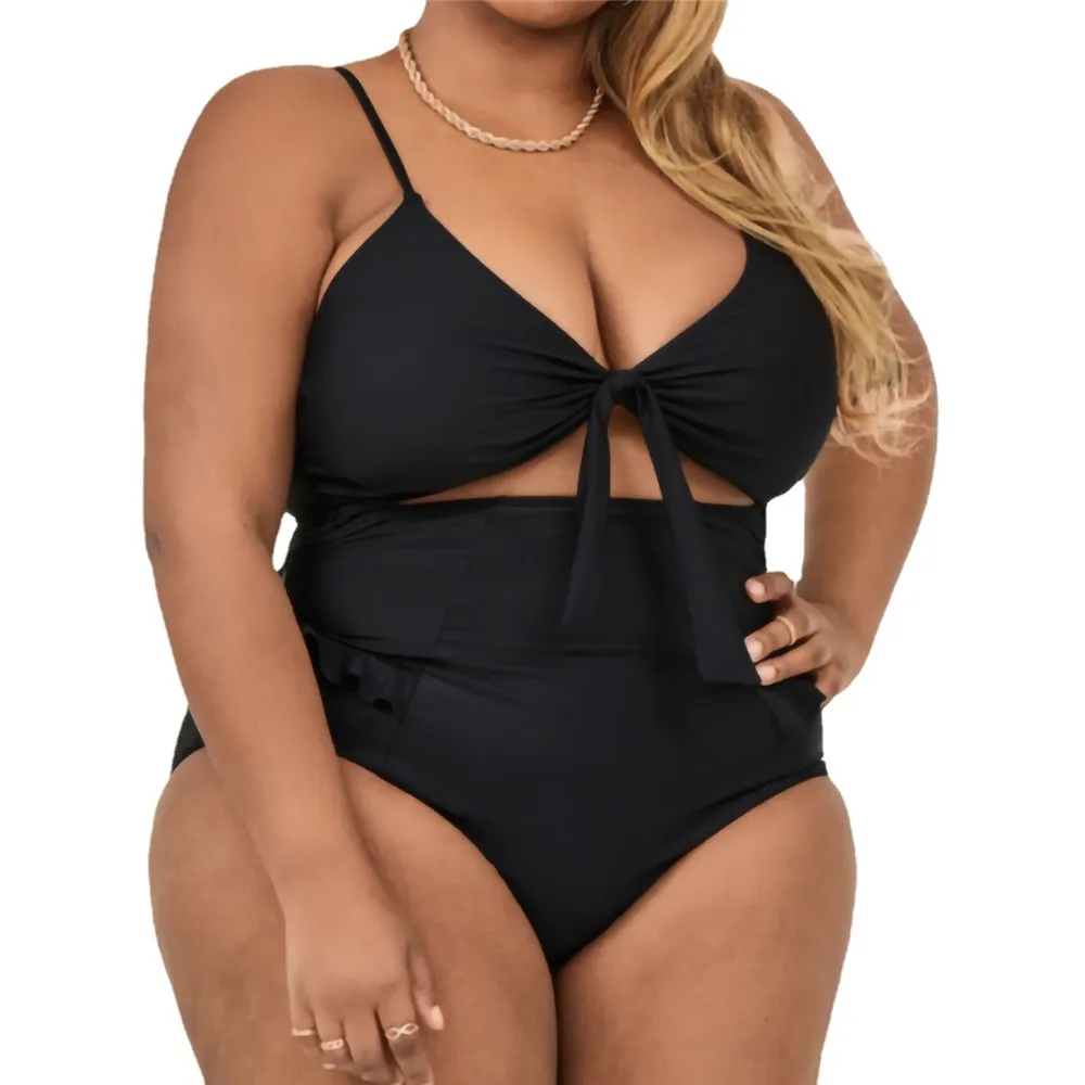2022 New Fashion Mature Fat Swimsuit Traje De Bano One Piece Beach Swimwear Black Plus Size Swimwear Bikini For Fat Women