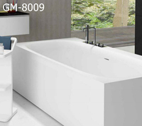 Baignoire autoportante GM GM-8009 en pierre artificielle, surface solide, baignoire moderne pour salle de bain avec garantie de 3 ans et drain central