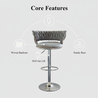 Chaise de Bar Scandinave, Mobilier de Comptoir en Métal et Velours, Tabouret Haut Pivotant en Cuir Doré de Luxe Moderne pour Table de Bar