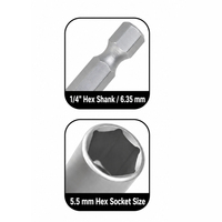 Embouts de tournevis professionnels pour écrous profonds 5,5 mm-18 mm, embouts hexagonaux CR-V pour tournevis pneumatique