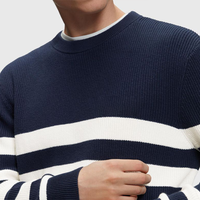 Europe et États-Unis Hot Men's Sweater Splicing Warm Pullover Sweater Automne et hiver Casual Men's Striped Sweater