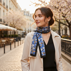 Blue Floral Printed Double Sided Scarf - Product Image 3