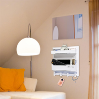 Organisateur de rangement mural adhésif pour chevet, sans perçage, étagère murale pour dortoir avec crochets pour téléphone, lunettes, écouteurs