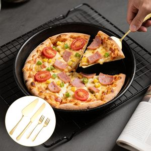 Cake Shovel Knife Fork <b>Set</b> Fruit Dessert Cheese Shovel <b>Baking</b> Tools Buffed Mirror Polished Wholesale Printable Logo - Product Image 5