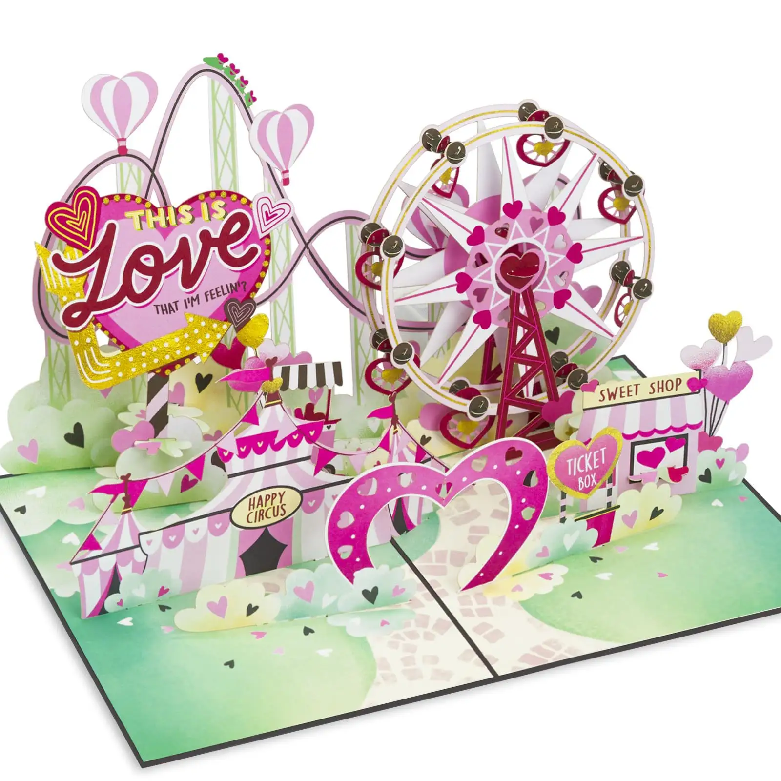 Love Carnival 3D Día de San Valentín Tarjeta de cumpleaños Love Carousel Creative Circus Gift Card Holiday Gift