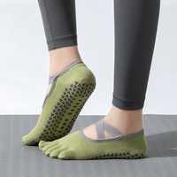 Chaussettes de yoga et de Pilates antidérapantes professionnelles en coton à cinq doigts, absorbant la transpiration, pour sports d'intérieur, vente en gros