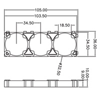 Soporte Modular Encajable para Baterías ABS+PC 32650, Espaciado: 34.5mm, Soporte para Celdas de Batería 32700 para Paquete de Baterías 32650 DIY