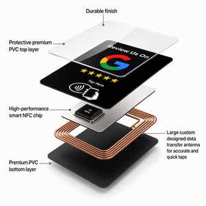 Tarjeta de reseñas de <span class=keywords><strong>Google</strong></span> de plástico programable con código QR, chip NFC, resistente al agua, 13.56MHz, control de acceso - Product Image 6