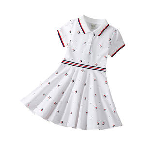 E2WOO 2020 Robe d'été à manches courtes pour filles, style doux, col roulé, motif géométrique uni, pour bébés filles, ODM - Product Image 1