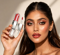Rouge à lèvres liquide pailleté double embout 2-en-1 et huile à lèvres hydratante, teinte brillante repulpante, hydratante, sans effet desséchant sur les lèvres, double embout
