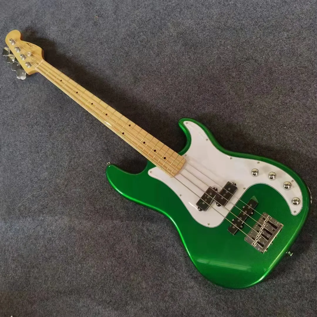 Smiger metallic green 4 strings electric bass guitar with polish maple fingerboard PB electric bass guitar