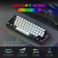 Keyboard Gaming Mekanik Ultra-Compact 60% 61-Tombol Terlaris 2025, Switch Biru Lampu Latar RGB Berkabel