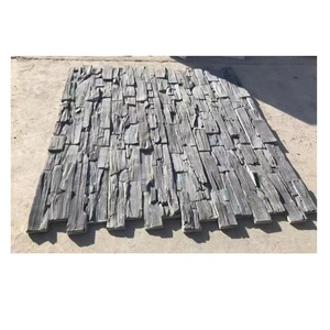 Revêtement en ardoise anthracite au design moderne Mur extérieur en <span class=keywords><strong>pierre</strong></span> <span class=keywords><strong>naturelle</strong></span> à rebord empilé de culture Gris foncé avec finition de surface fendue - Product Image 1