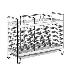 Single Wall-Mounted Stainless Steel Modern Simplicity <b>Kitchen</b> Countertop Tableware Rack <b>Storage</b> <b>for</b> Dinnerware Chopsticks Knife - Product Image 4