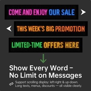 Letrero LED Programable de 24x5 con Control por Aplicación Bluetooth, Adhesivo, Alimentado por USB, Resistente al Agua IP65, para Exhibición en Tiendas Minoristas - Product Image 6